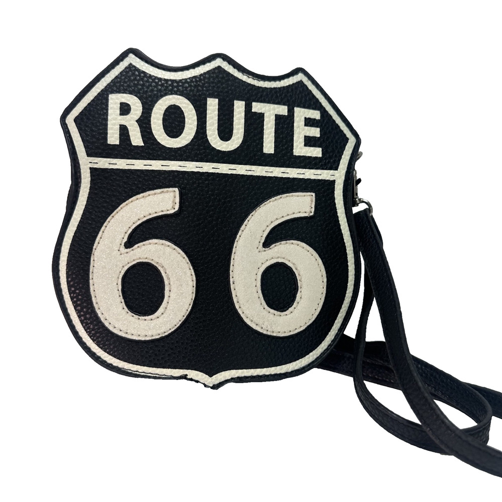 Famous Route 66 Black And White Crossbody Bag